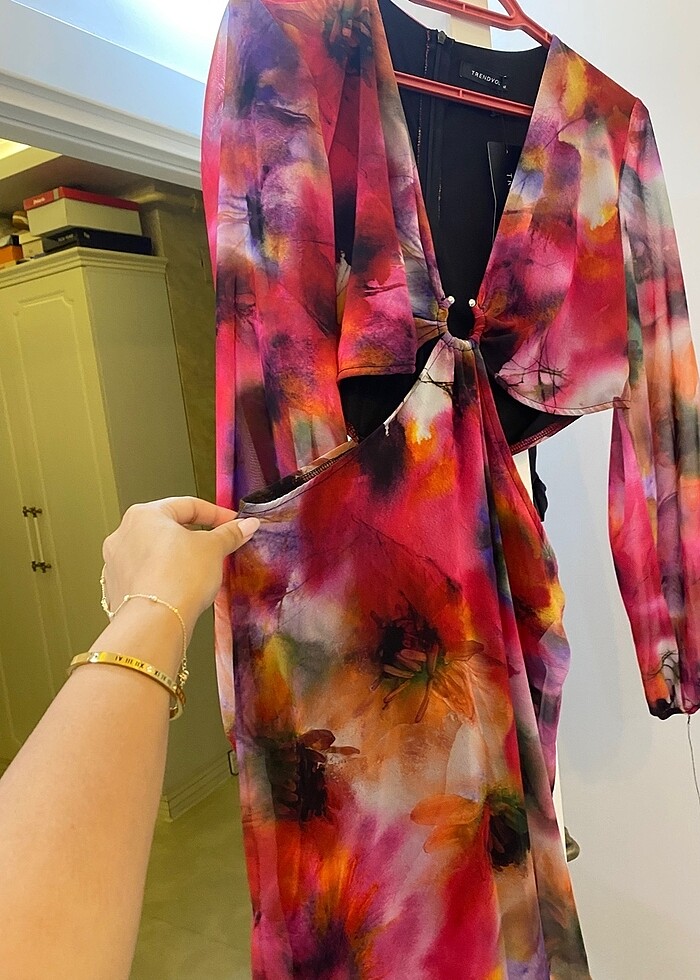 Sıfır şifon mini elbise - Görsel 3