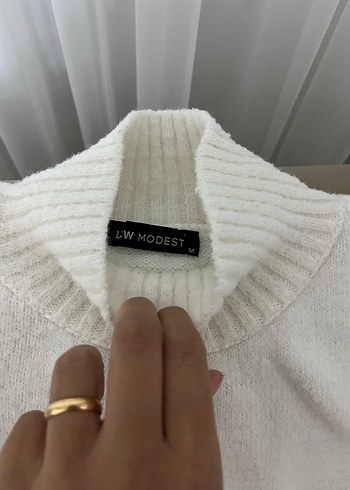 LC Waikiki Beyaz Yarım Balıkçı Yaka Örgü Süveter