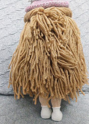 El Örgüsü Gri Elbise ve Şapkalı Bebek - Görsel 5