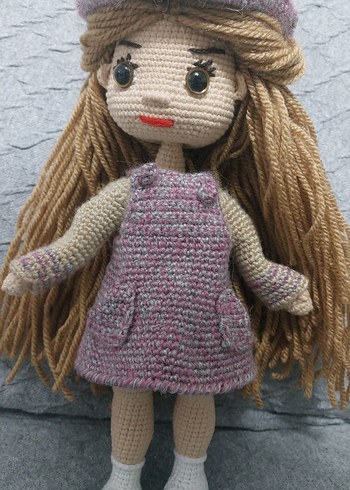 El Örgüsü Gri Elbise ve Şapkalı Bebek - Görsel 4