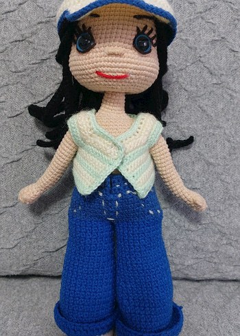 Mavi pantolonlu örgü oyuncak bebek seti - Görsel 7