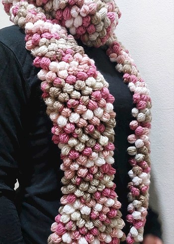 Renkli Örgü Kadın Şal - Görsel 3