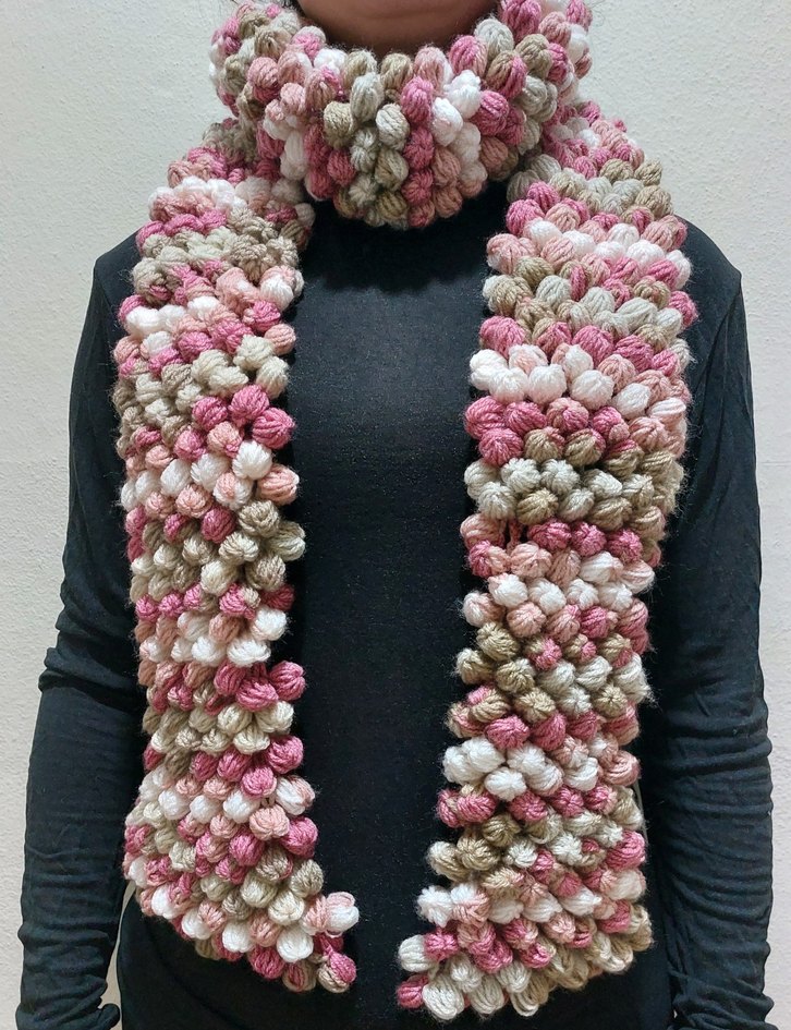 Renkli Örgü Kadın Şal - Görsel 4