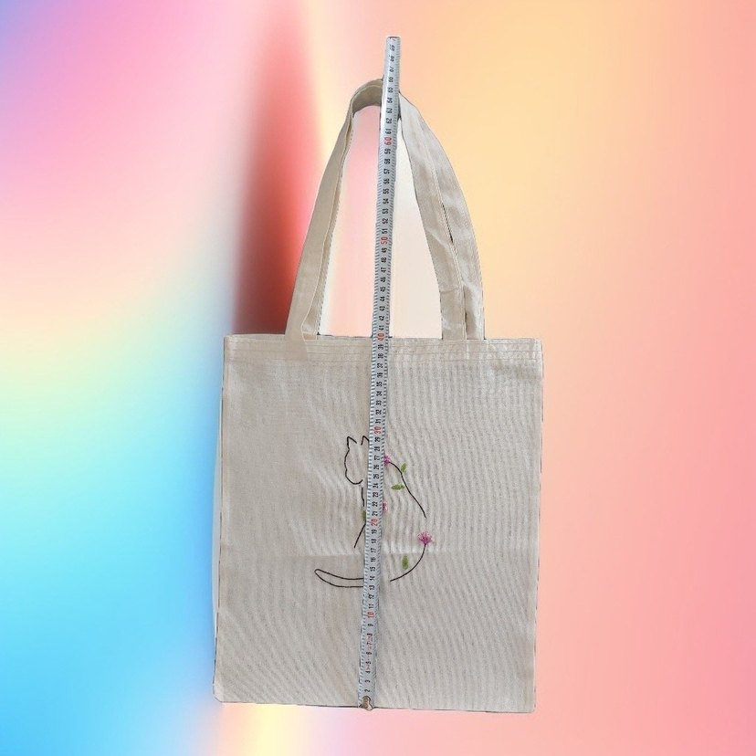 Nakışlı Bej kumaş Kadın Çanta - Görsel 3