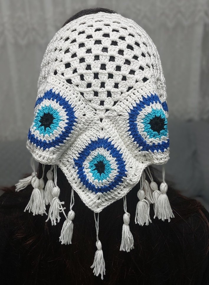 Püsküllü Örgü bolero / fular - Görsel 4