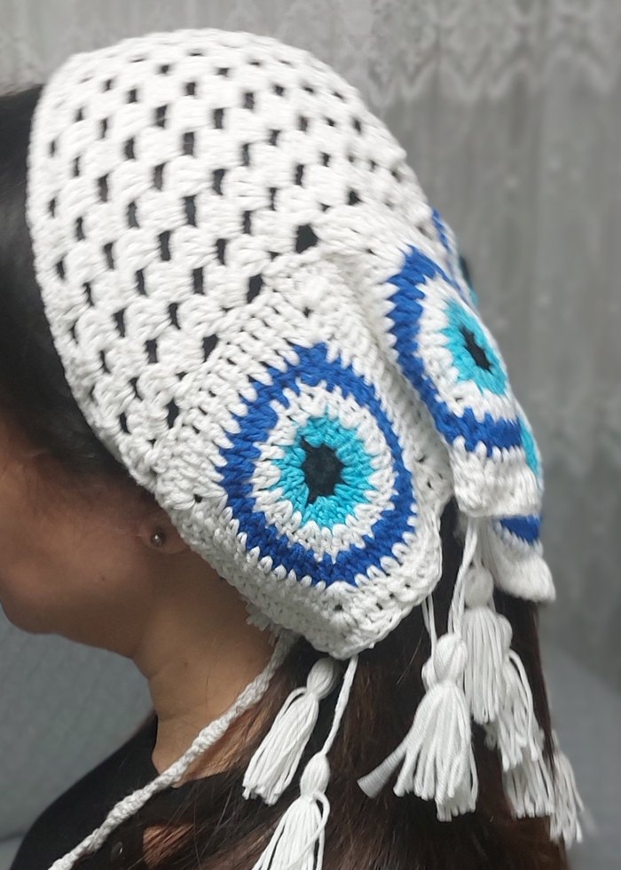 Püsküllü Örgü bolero / fular - Görsel 3