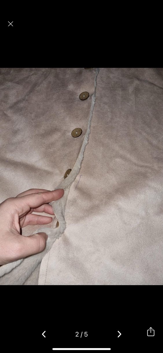 Düğmeli Bej Süet çocuk mont - Görsel 2