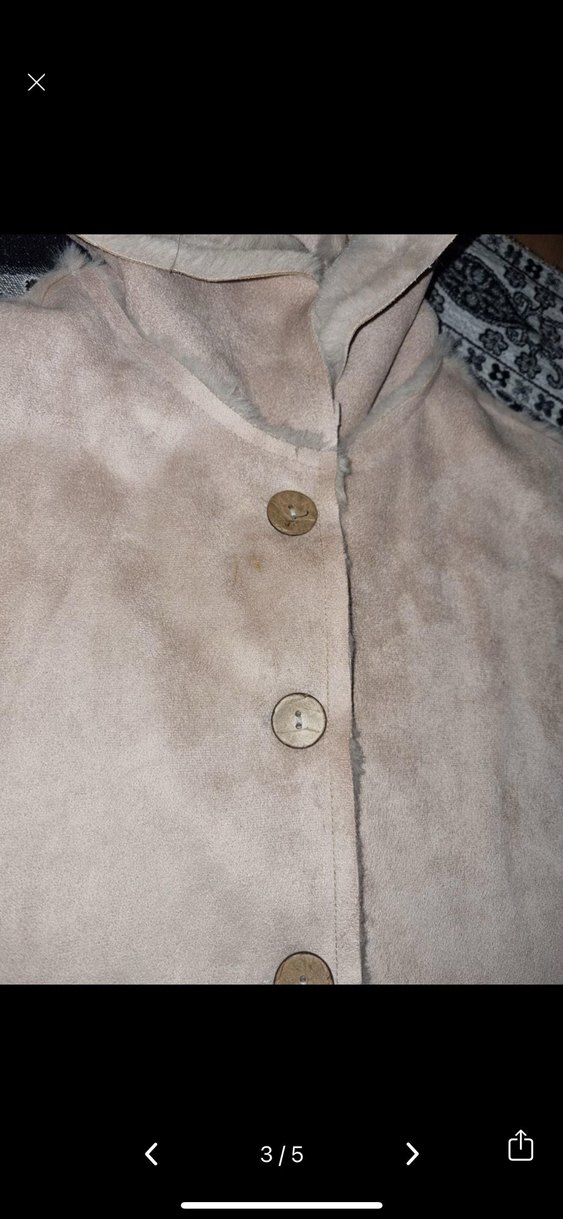 Düğmeli Bej Süet çocuk mont - Görsel 3