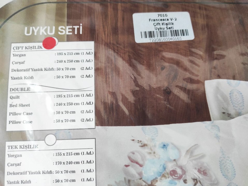 Uyku Seti Pastel Çiçek Desenli Beyaz Açık Mavi - Görsel 5