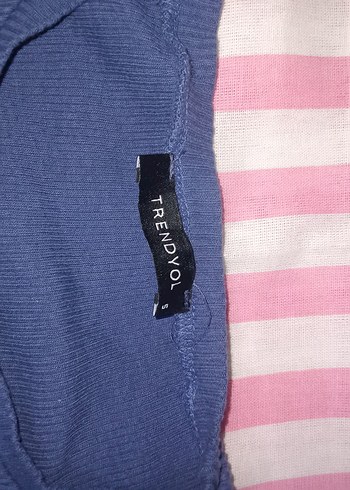 Mavi Kısa Kollu Triko Tişört - Görsel 3