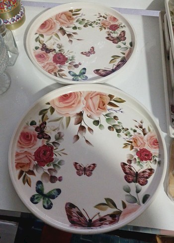 Çiçek ve Kelebek Desenli Beyaz Saklama Kabı Seti - Görsel 2