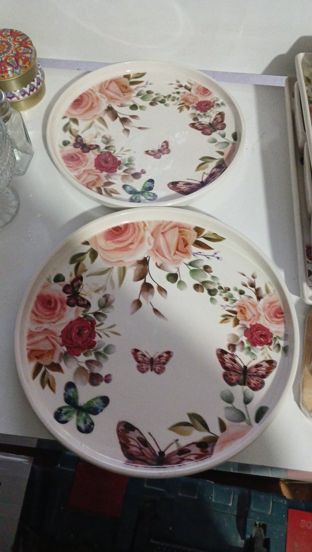 Çiçek ve Kelebek Desenli Beyaz Saklama Kabı Seti - Görsel 2