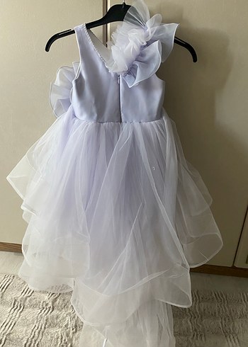 Çiçek Desenli lila Fırfırlı Kız Çocuk Elbisesi - Görsel 2