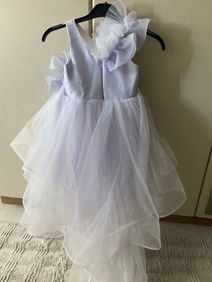 Çiçek Desenli lila Fırfırlı Kız Çocuk Elbisesi - Görsel 2