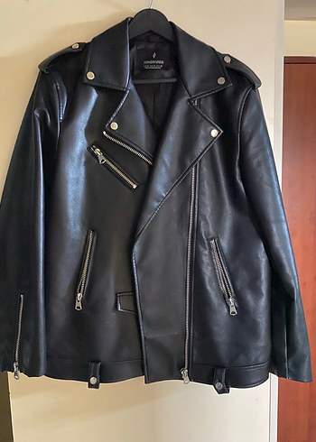 Kadın Siyah Deri Biker Ceket