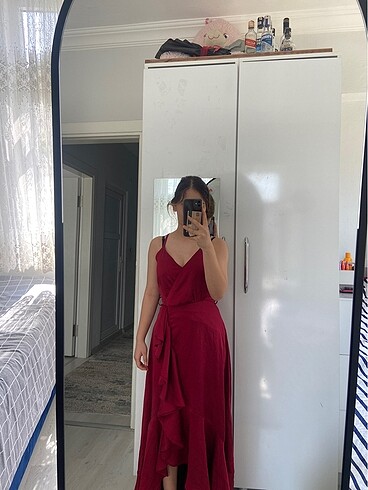 Bordo şık elbise