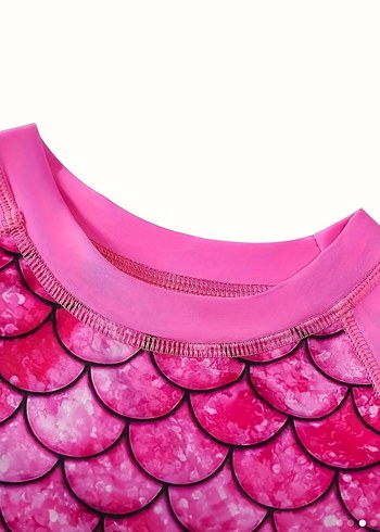 5 Yaş Beden pembe Renk Uzun Kollu Pembe Kız Çocuk Mayo Takımı