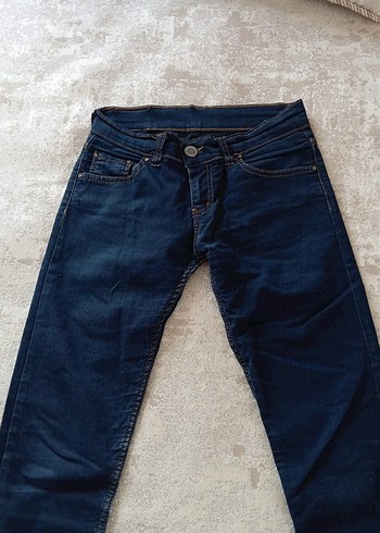 Lacivert Düğmeli Kadın Denim Pantolon - Görsel 2