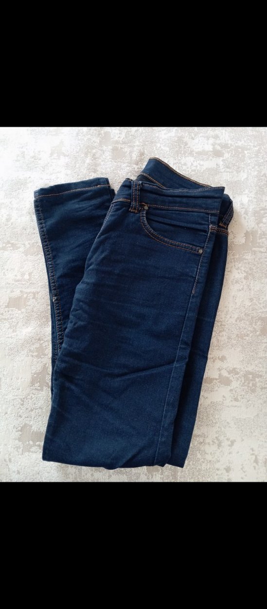 Lacivert Düğmeli Kadın Denim Pantolon - Görsel 3