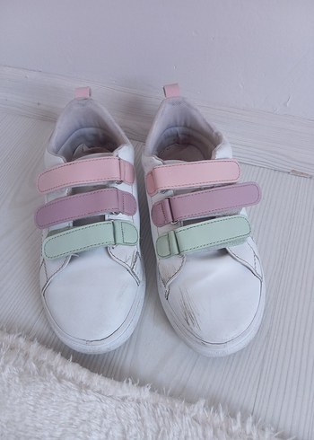 Kız Çocuk Beyaz Floral Cırt Cırtlı Spor Ayakkabı - Görsel 3