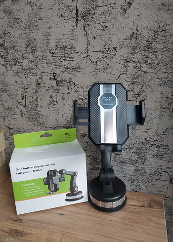 Gri Araç Telefon Tutucu 360° Döner - Görsel 2