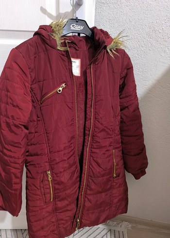 10 Yaş Beden Bordo Kız Çocuk Fermuarlı Mont