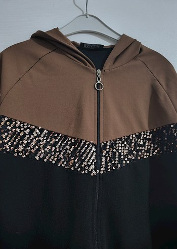 Kapüşonlu, Fermuarlı Kahverengi Siyah  Ceket - Görsel 4