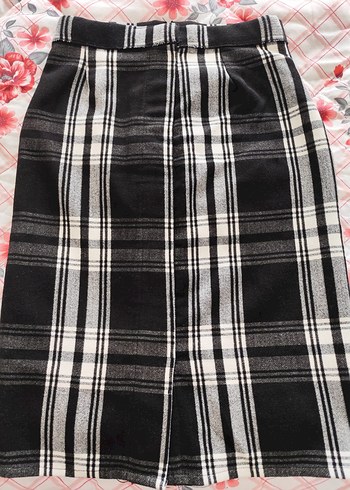 Gri Ekose Midi Kadın Etek - Görsel 2