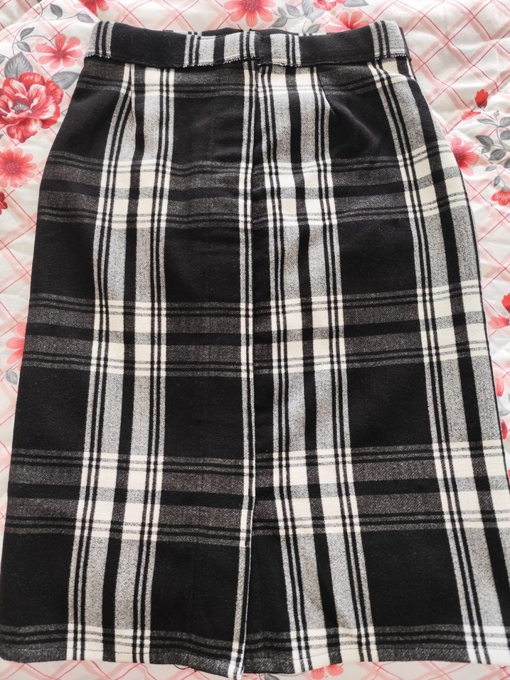 Gri Ekose Midi Kadın Etek - Görsel 2