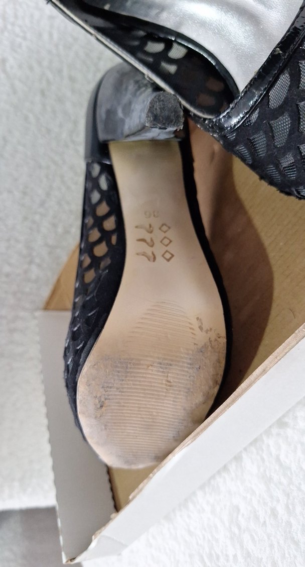 Siyah Yılan Desenli Dantel Detaylı Platform Topuklu - Görsel 5