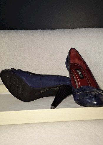 Lacivert Süet Stiletto - Görsel 7