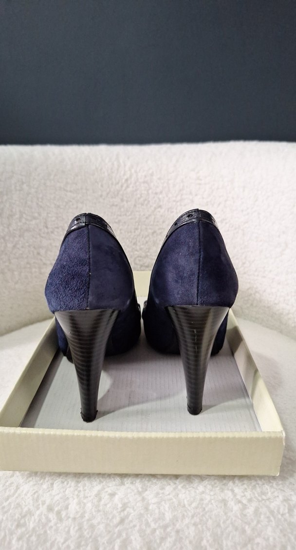 Lacivert Süet Stiletto - Görsel 5