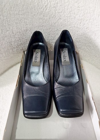 Klasik Kadın Mavi Topuklu Ayakkabı - Görsel 2