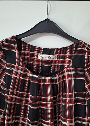 Kırmızı Ekose Desenli Bluz - Görsel 2