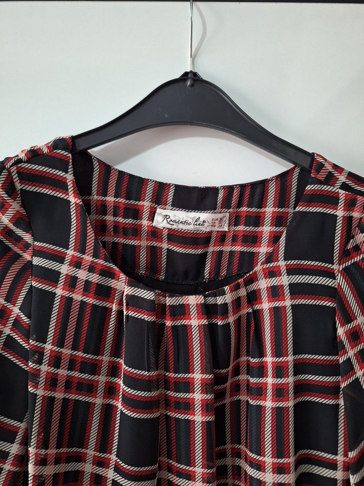Kırmızı Ekose Desenli Bluz - Görsel 2