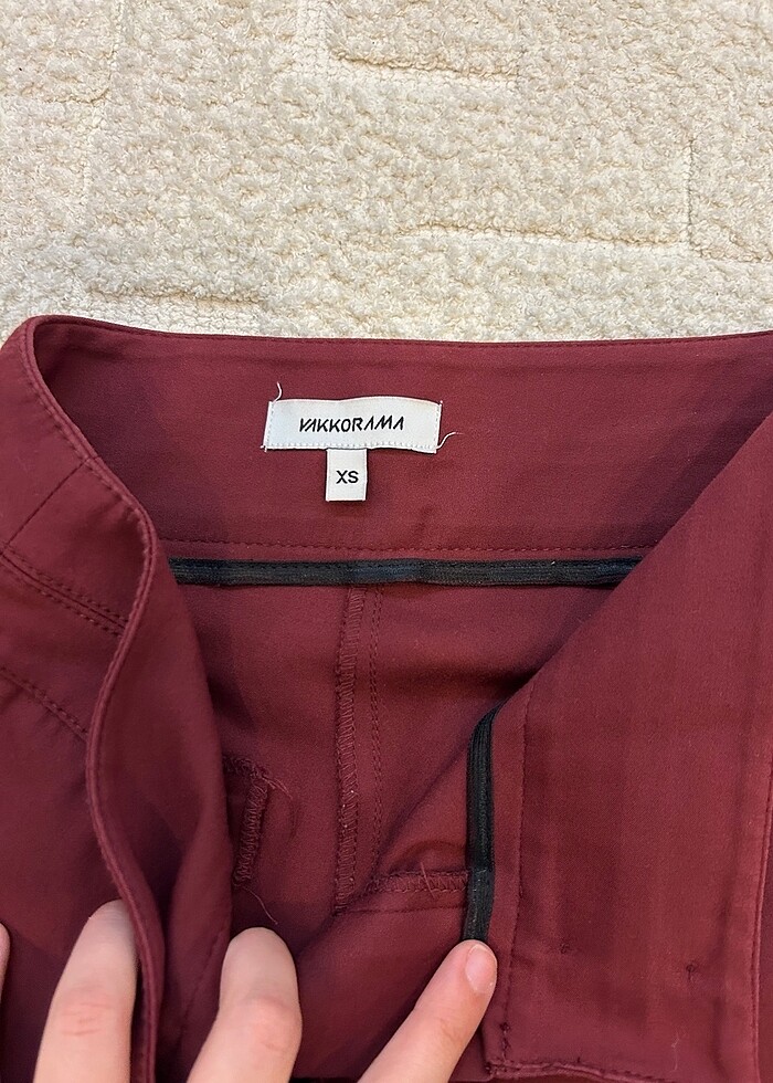 Vakko bordo kumaş pantolon - Görsel 3