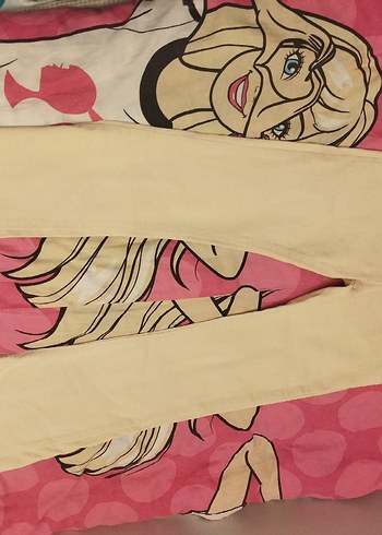 Düğmeli Bej Kadın Kumaş Pantolon - Görsel 3