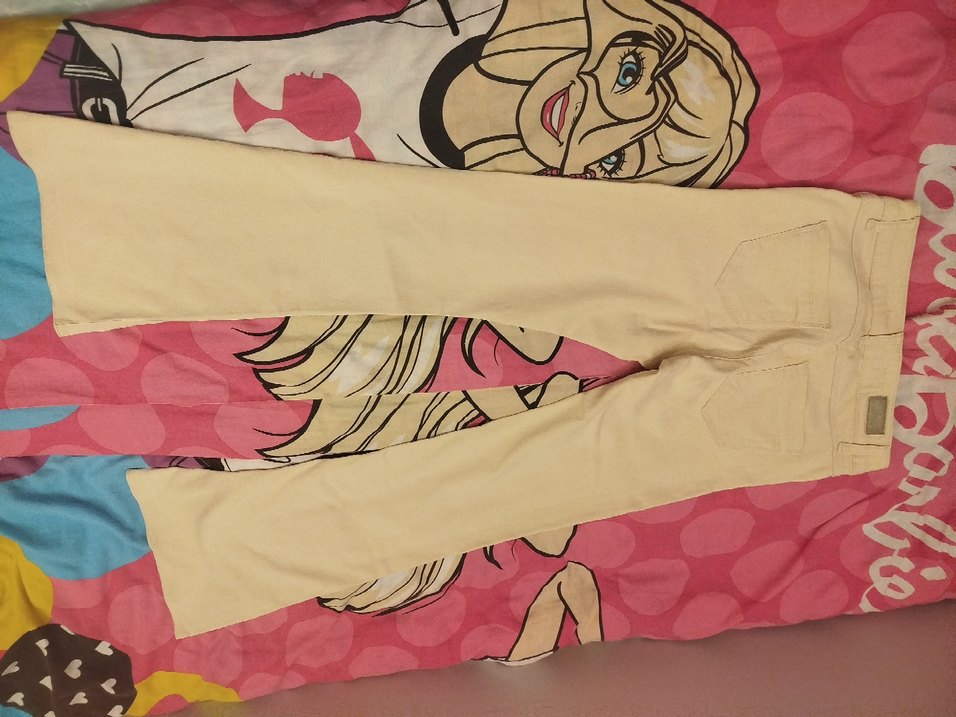 Düğmeli Bej Kadın Kumaş Pantolon - Görsel 2