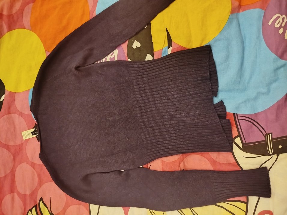 Mor V Yaka Düğmeli İnce Triko Hırka - Görsel 4