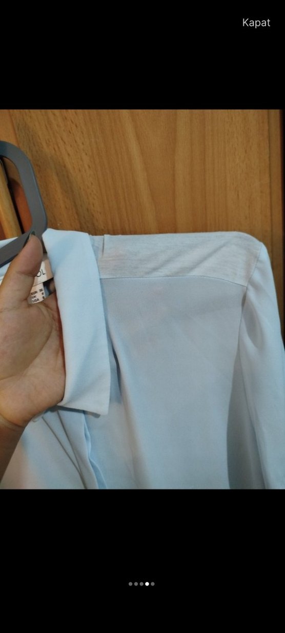 Mavi Pilili Kısa Kollu Kadın Gömlek - Görsel 4