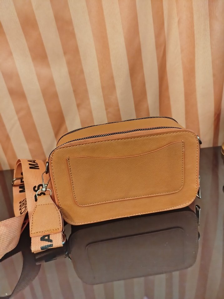 Kahverengi Deri Kadın Çapraz Çanta UBS Baskılı - Görsel 2