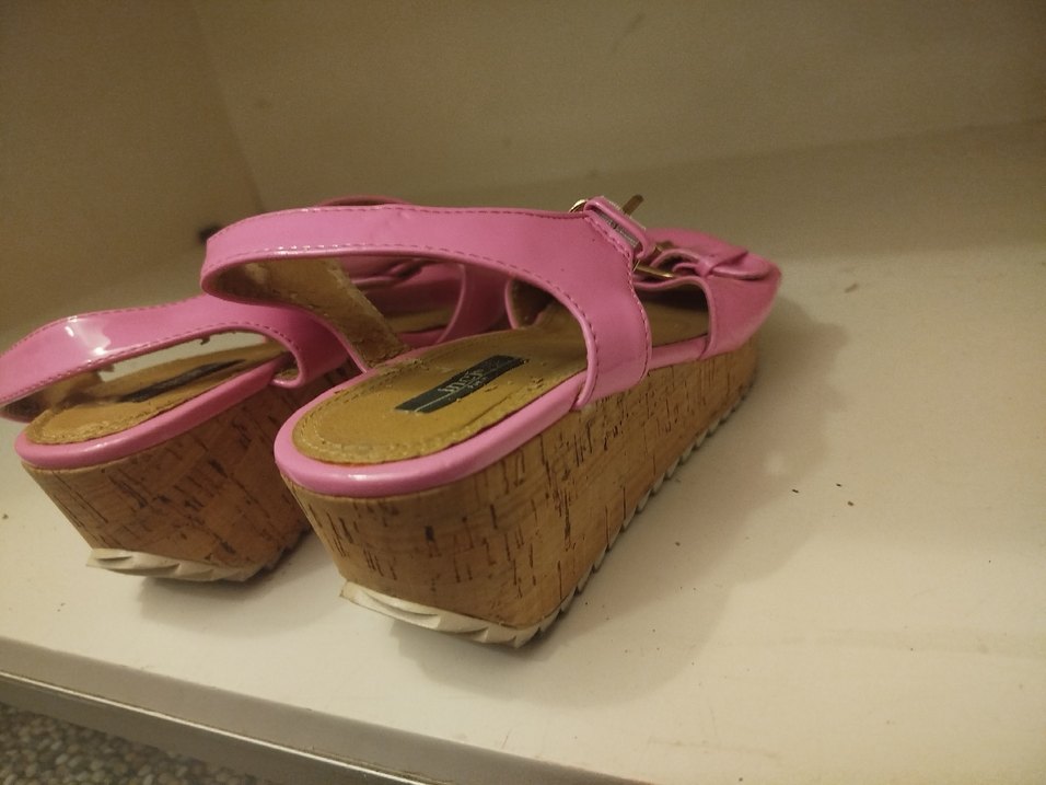 Pembe Rugan Kadın Dolgu Topuklu Sandalet - Görsel 4