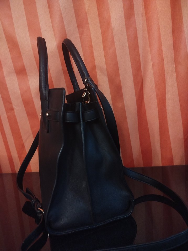 Klasik Siyah Deri Kadın Çanta - Görsel 5