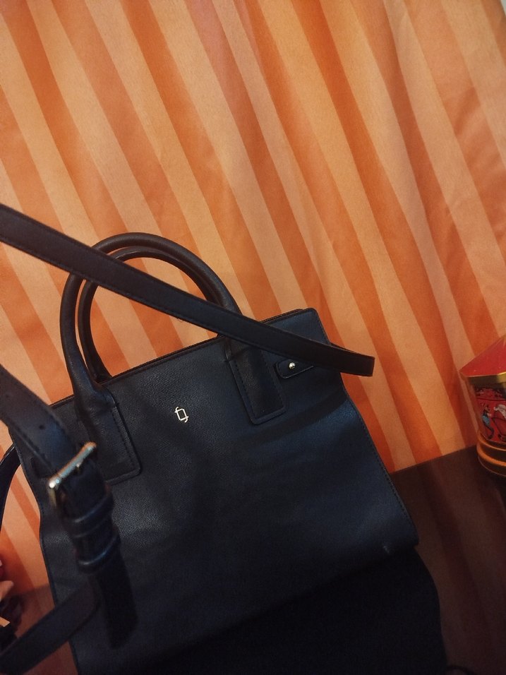 Klasik Siyah Deri Kadın Çanta - Görsel 3