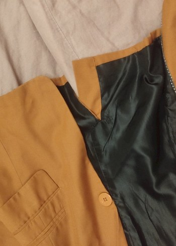 Düğmeli Kahverengi Süet Kadın Blazer - Görsel 4