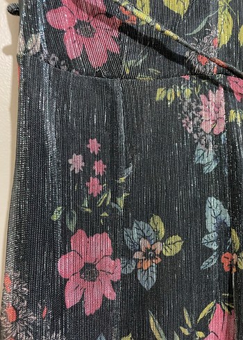 Askılı Çiçek Desenli Uzun Şifon Elbise - Görsel 2