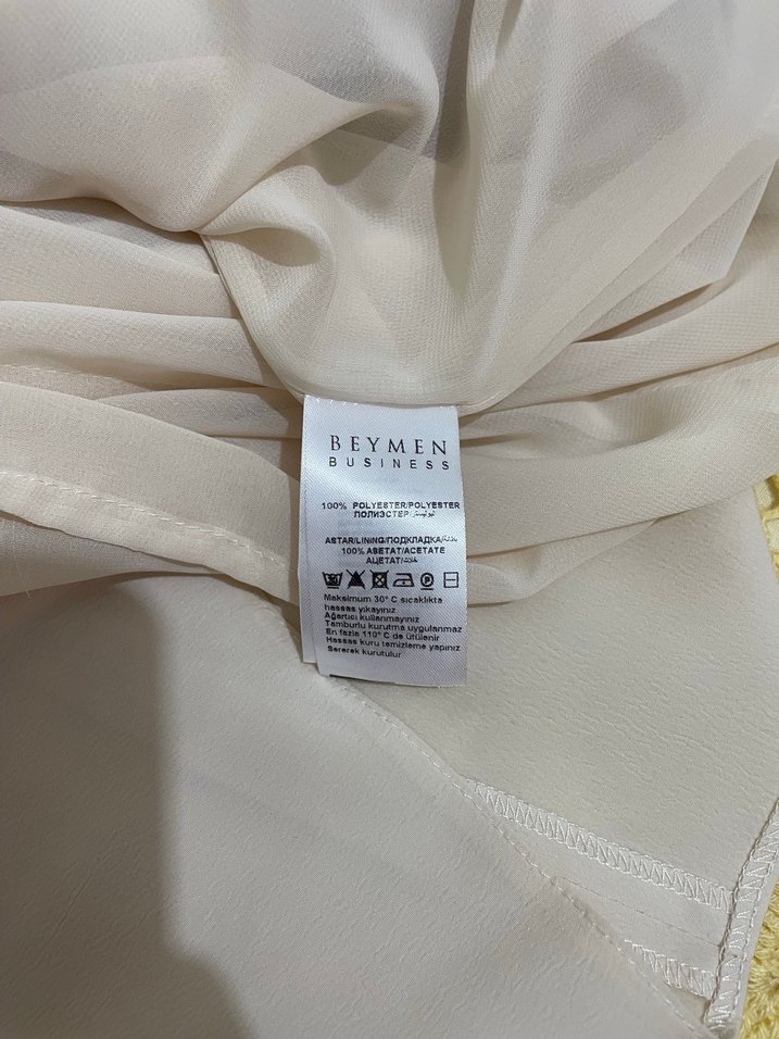 Bej Midi Düz Kesim Kolsuz Kadın Elbise - Görsel 4