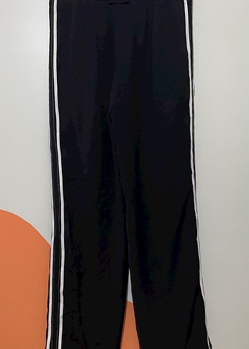 Beyaz Şeritli Kadın Siyah Kumaş Pantolon - Görsel 3