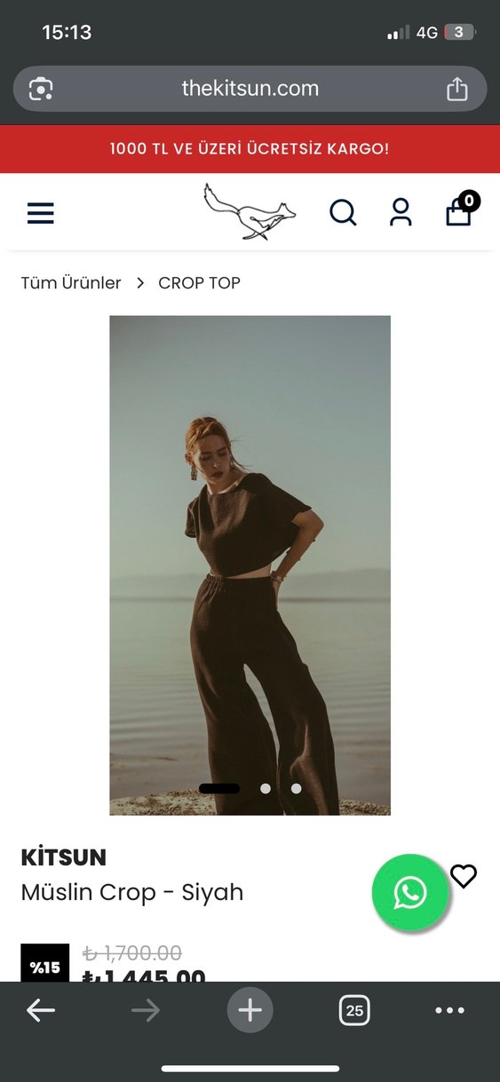 Siyah Kadın Müslin Crop Top - Görsel 3