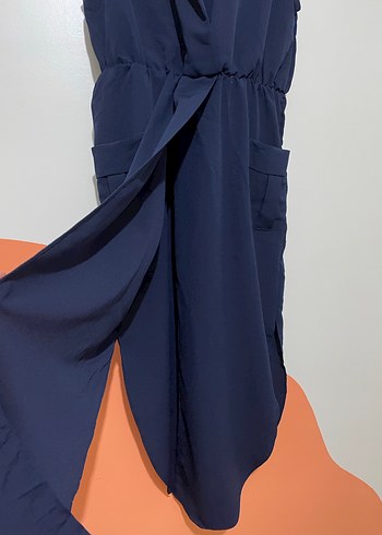 Kadın Lacivert Yırtmaçlı Uzun Günlük Elbise - Görsel 4